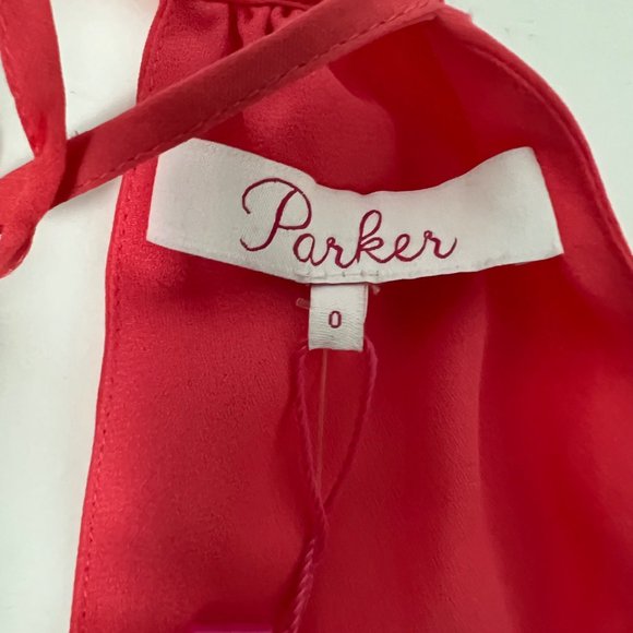 Parker Pixie Womens Ruffle Silk Blend Sleeveless Mini Dress Calypso Coral size 0 - Picture 9 of 11